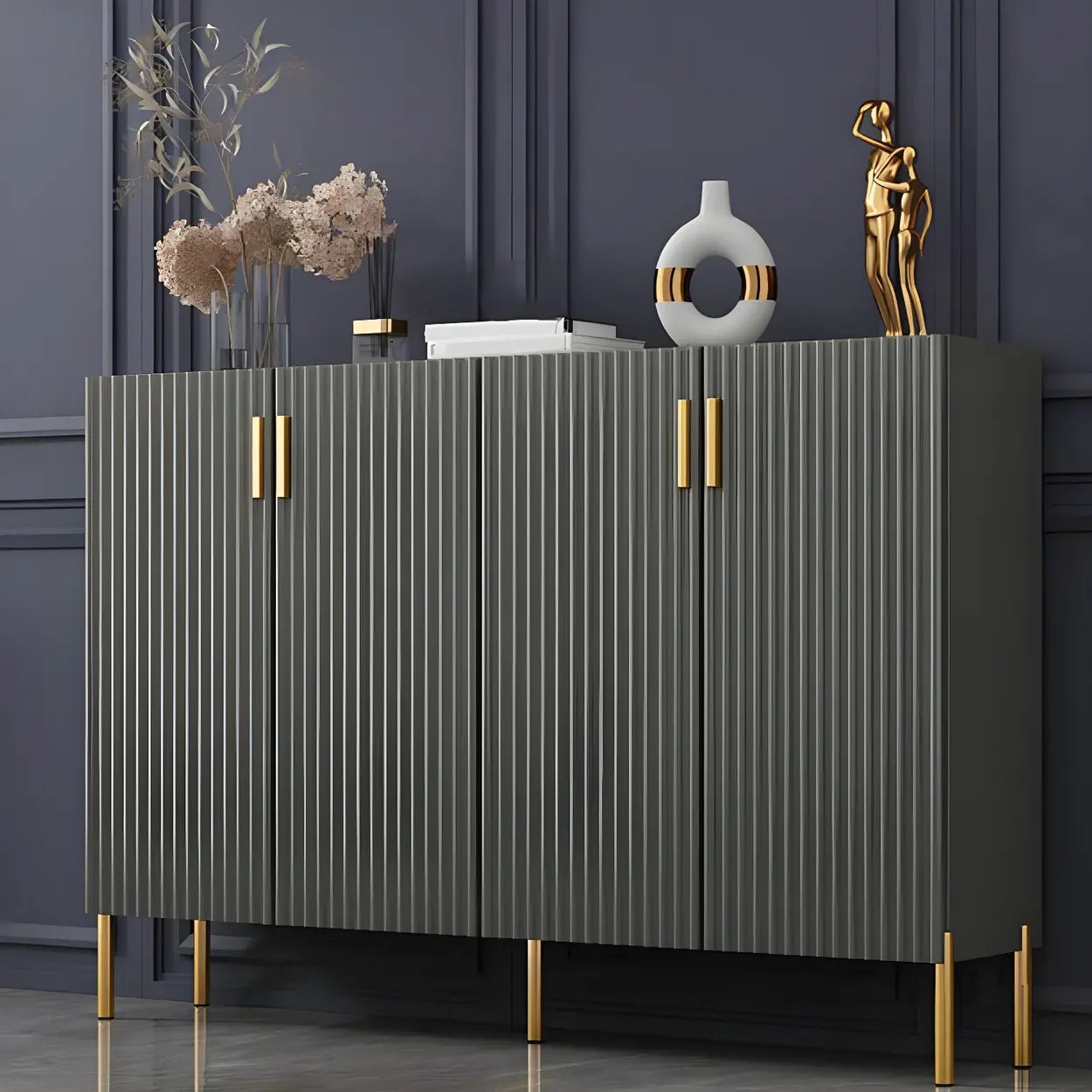 Closed-Back Wood Shoe Cabinet — Light Green