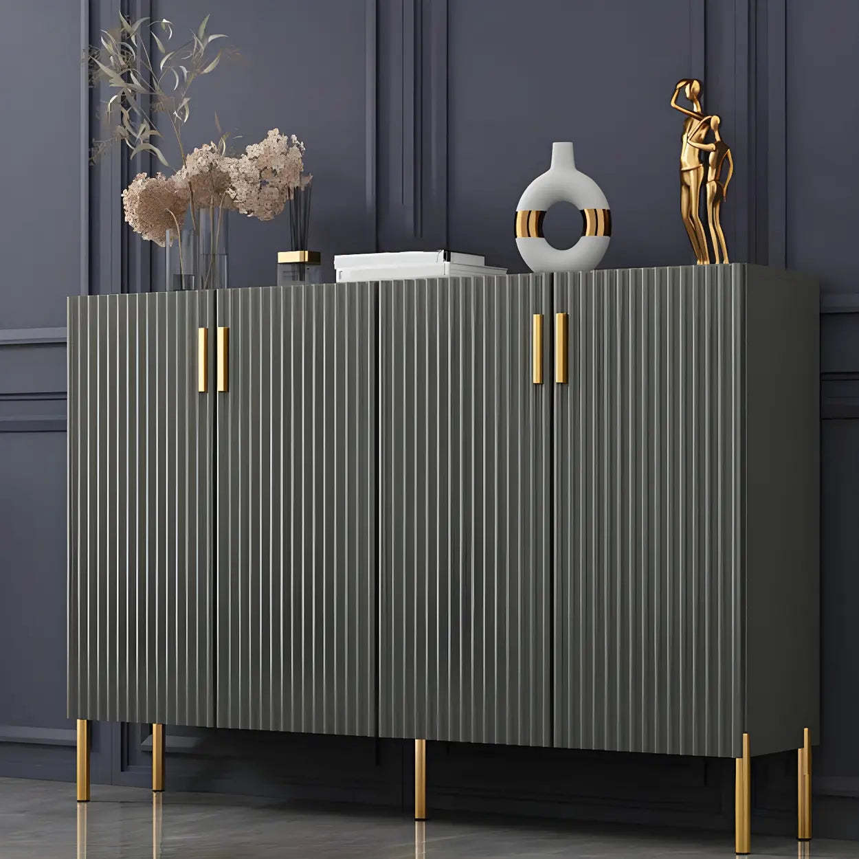 Closed-Back Wood Shoe Cabinet — Light Green