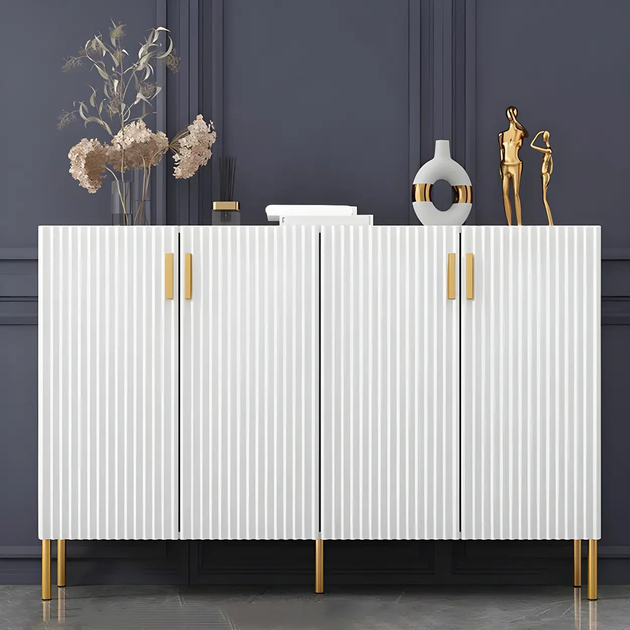 Closed-Back Wood Shoe Cabinet — Blue