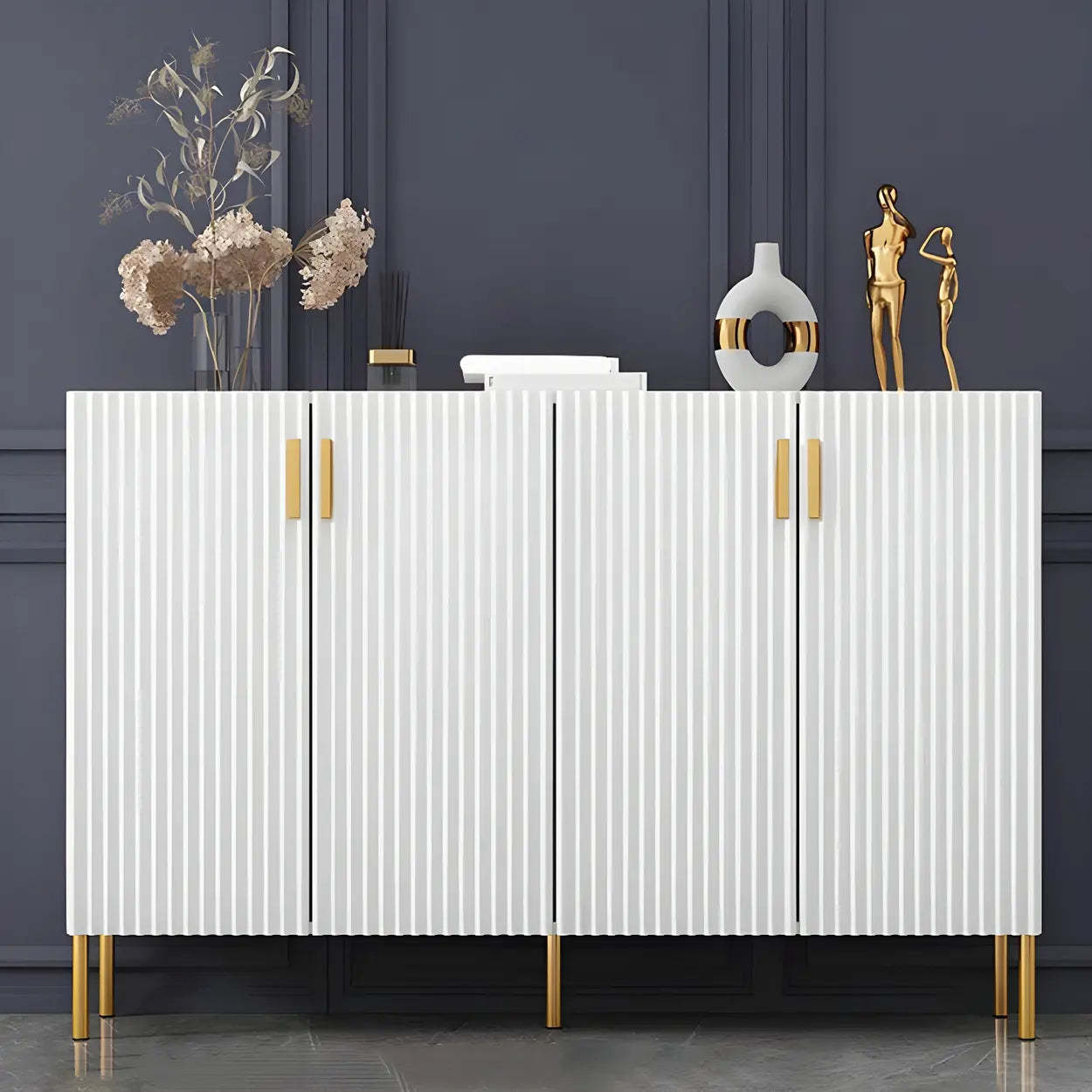 Closed-Back Wood Shoe Cabinet — Blue