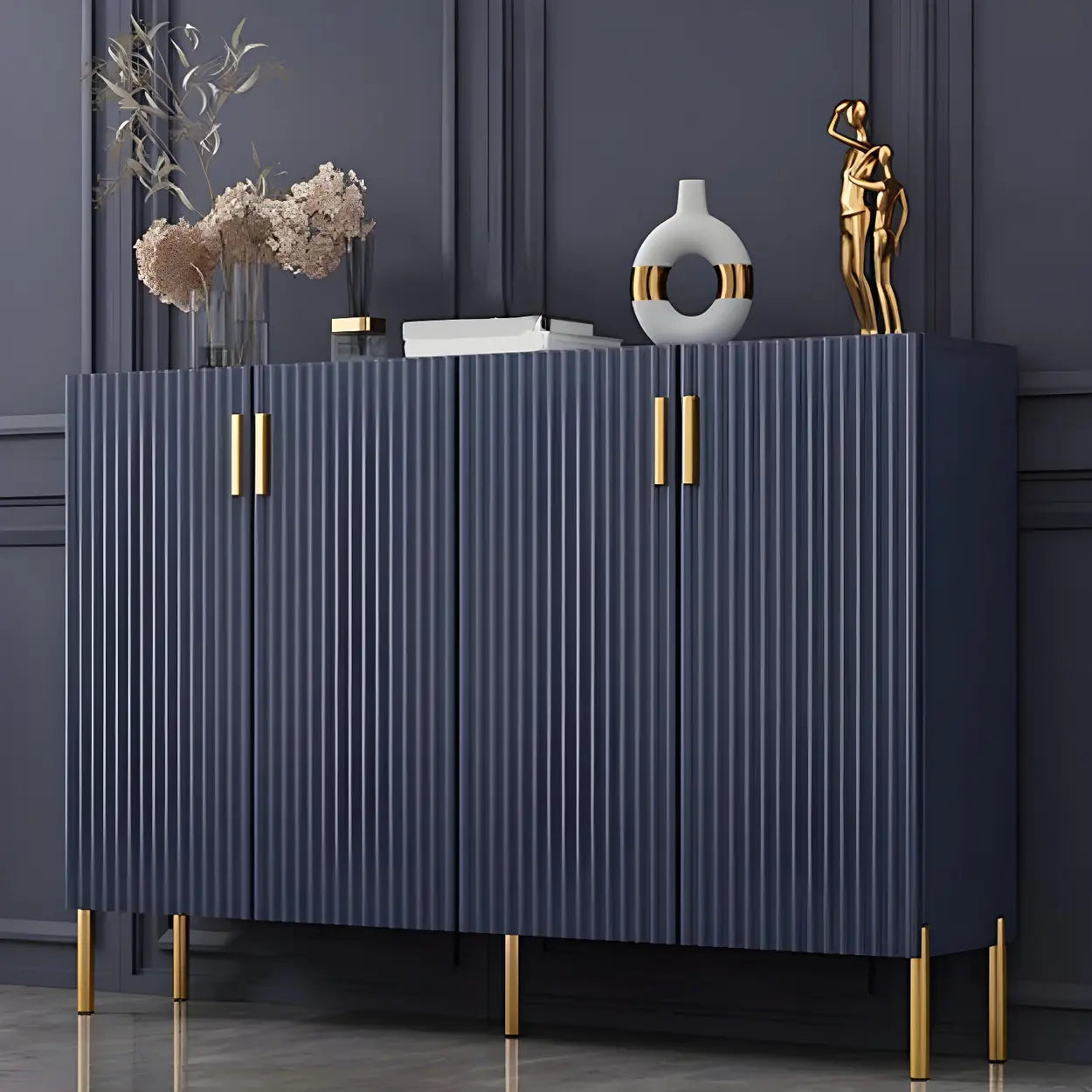 Closed-Back Wood Shoe Cabinet — Grey