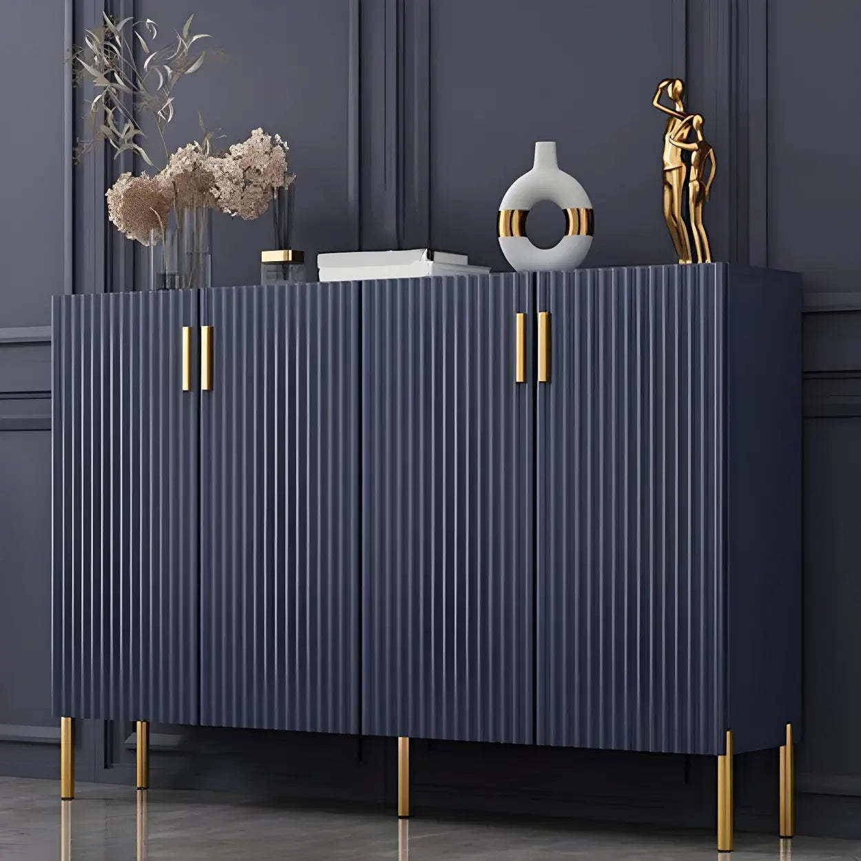 Closed-Back Wood Shoe Cabinet — Grey