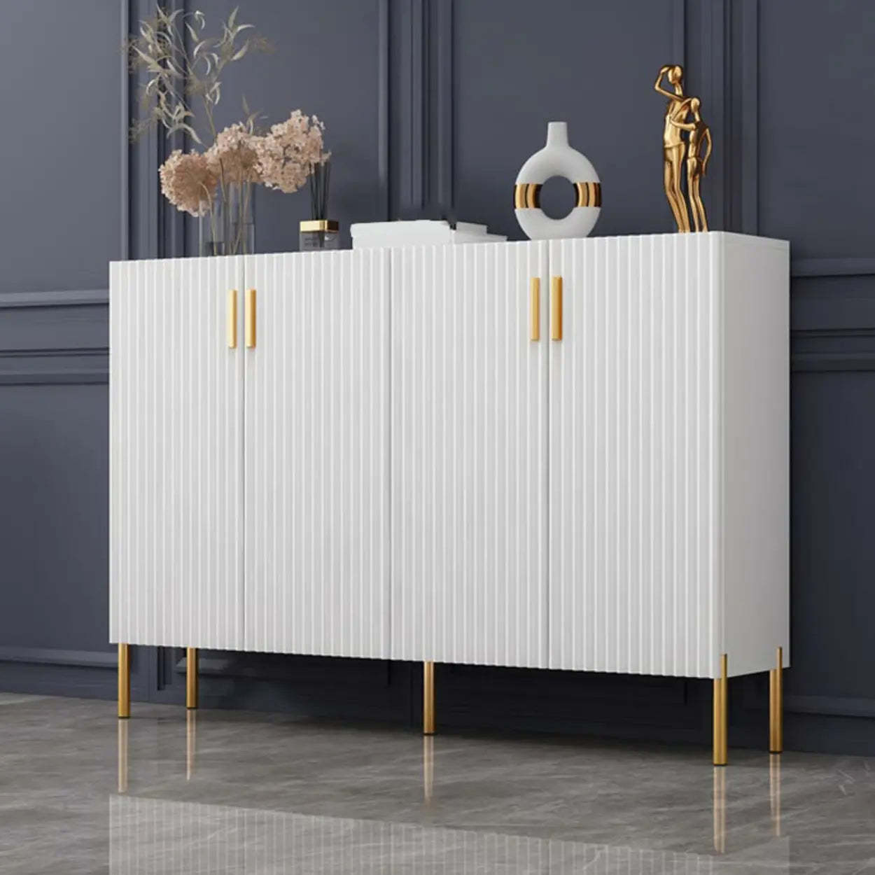 Closed-Back Wood Shoe Cabinet — White