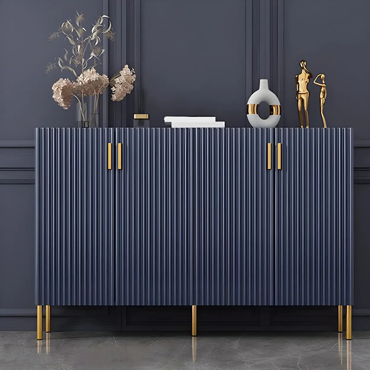 Closed-Back Wood Shoe Cabinet — Blue