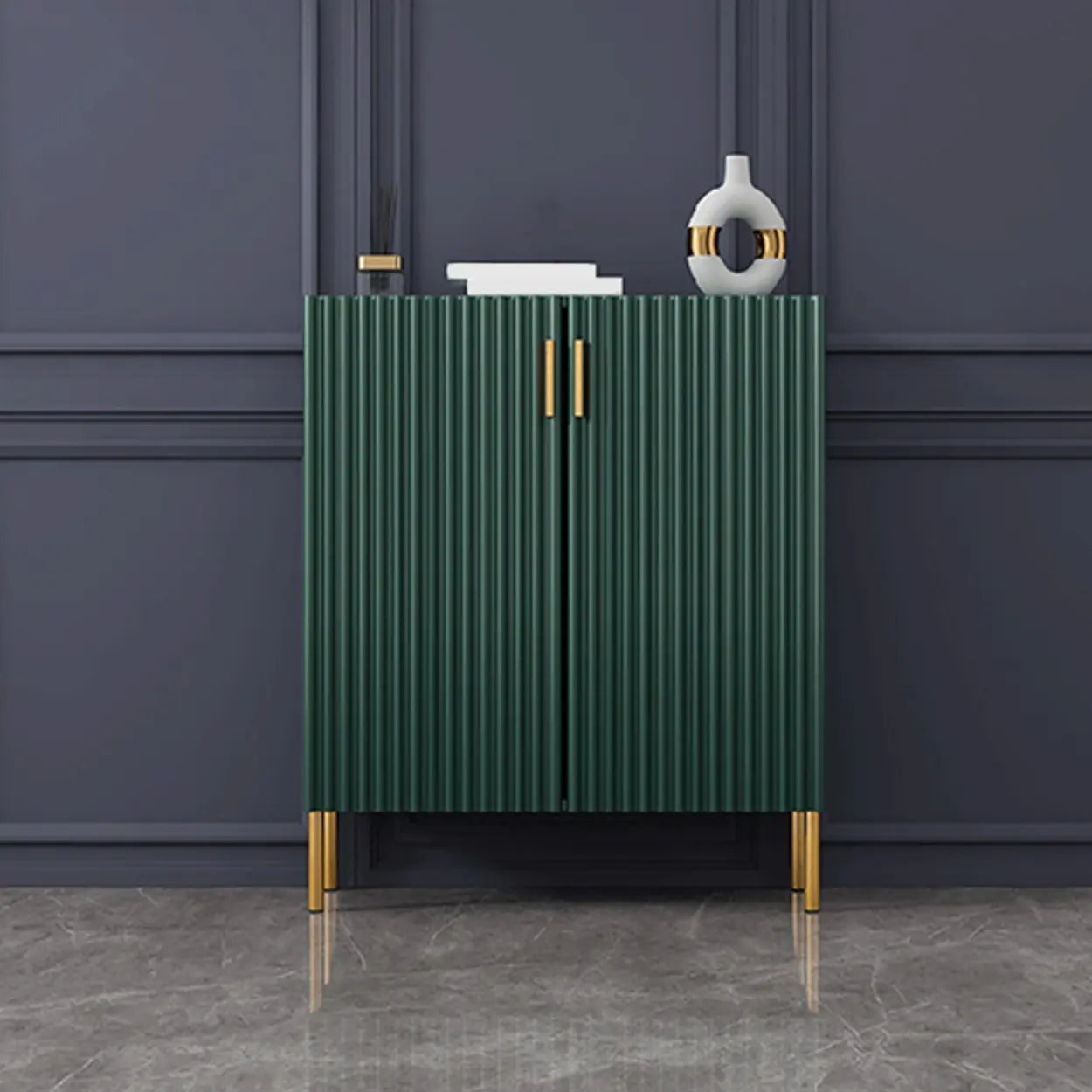 Closed-Back Wood Shoe Cabinet — White