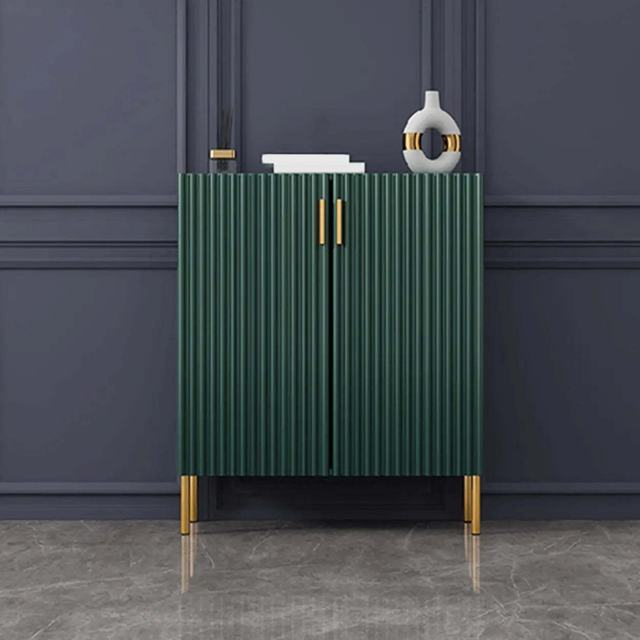 Closed-Back Wood Shoe Cabinet — White