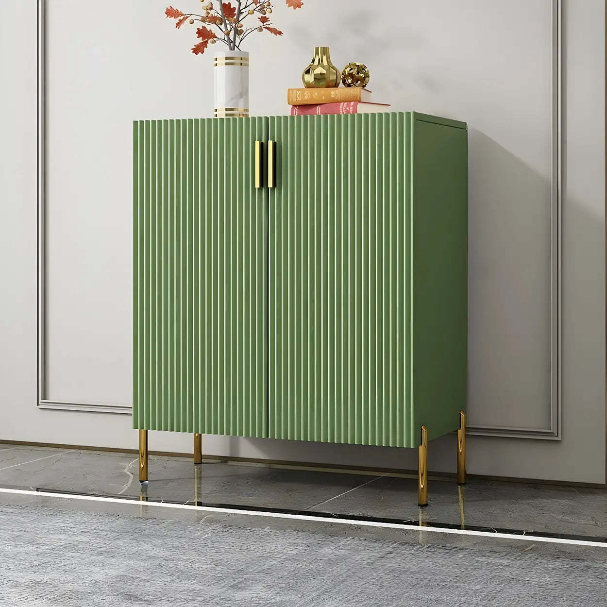Closed-Back Wood Shoe Cabinet — Blue