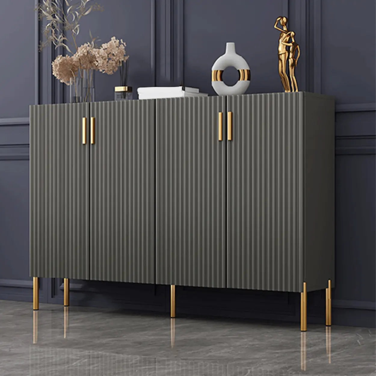 Closed-Back Wood Shoe Cabinet — Green