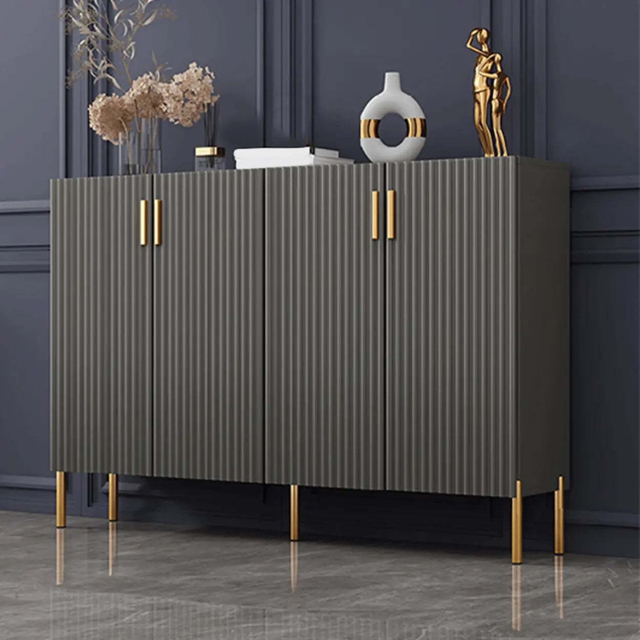 Closed-Back Wood Shoe Cabinet — Green
