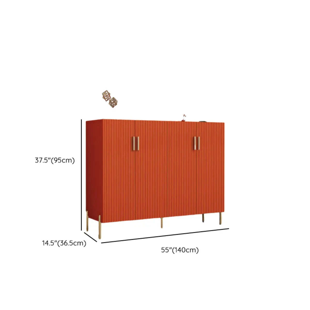 Adjustable Wood Orange Cabinet Large Buffet