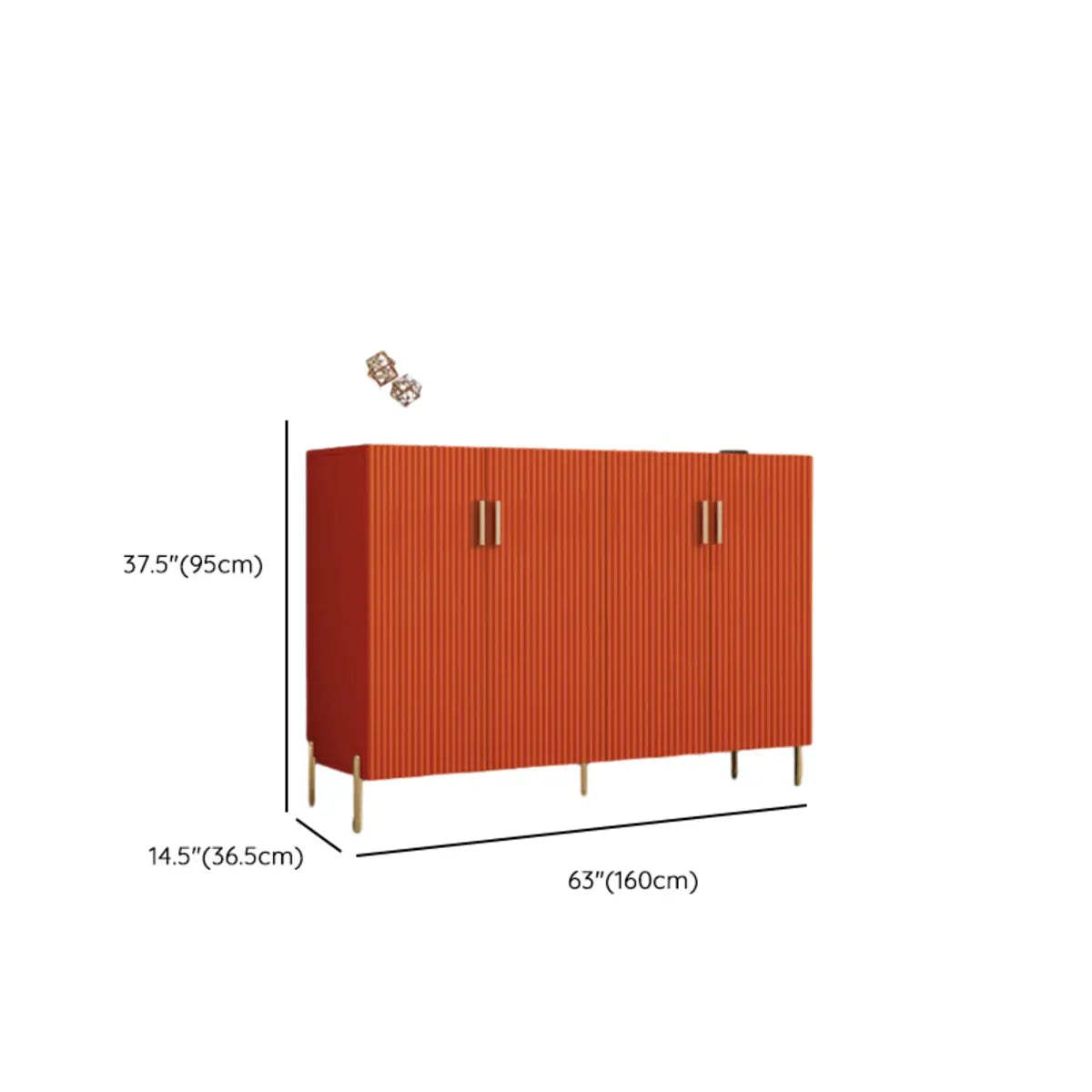 Adjustable Wood Orange Cabinet Large Buffet