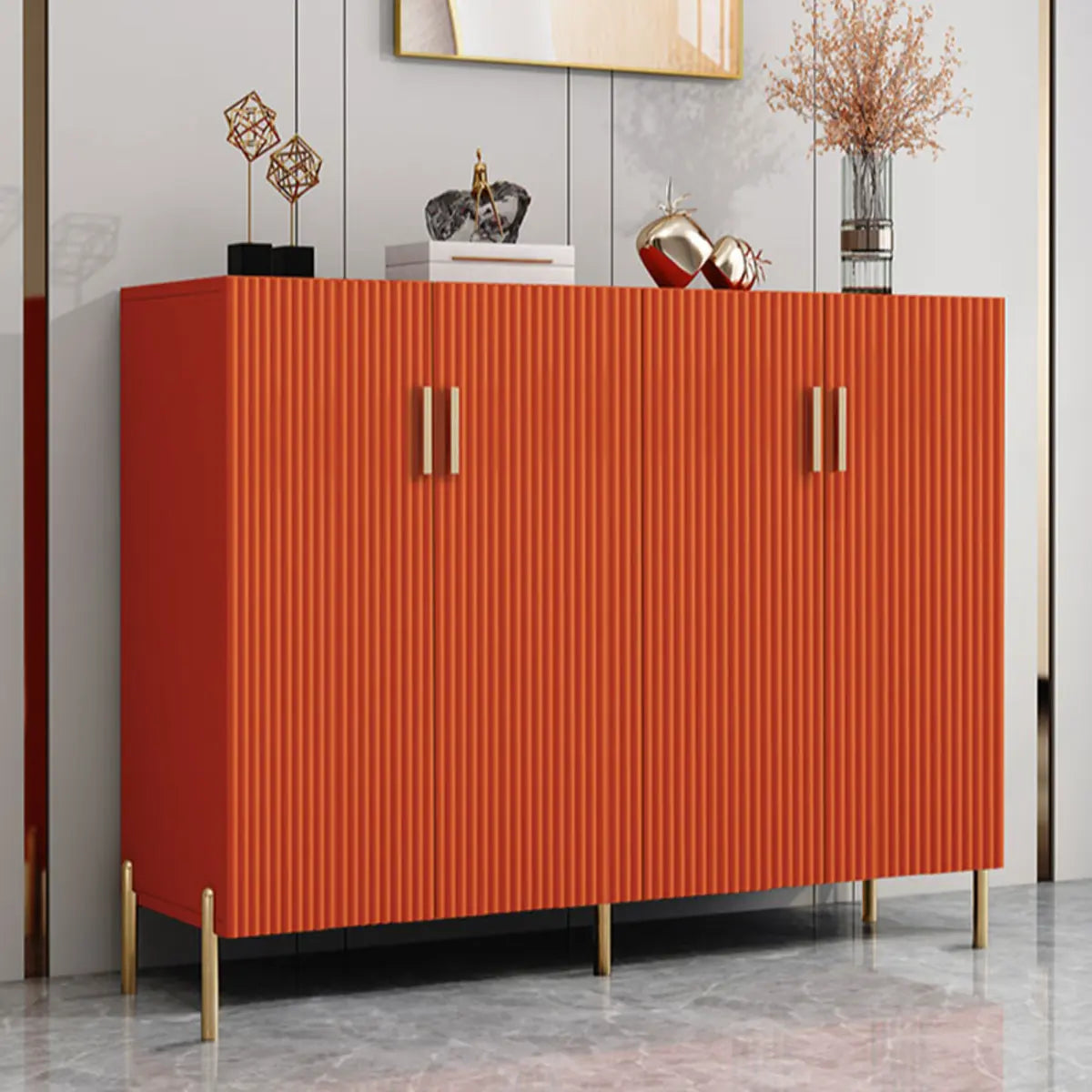 Adjustable Wood Orange Cabinet Large Buffet