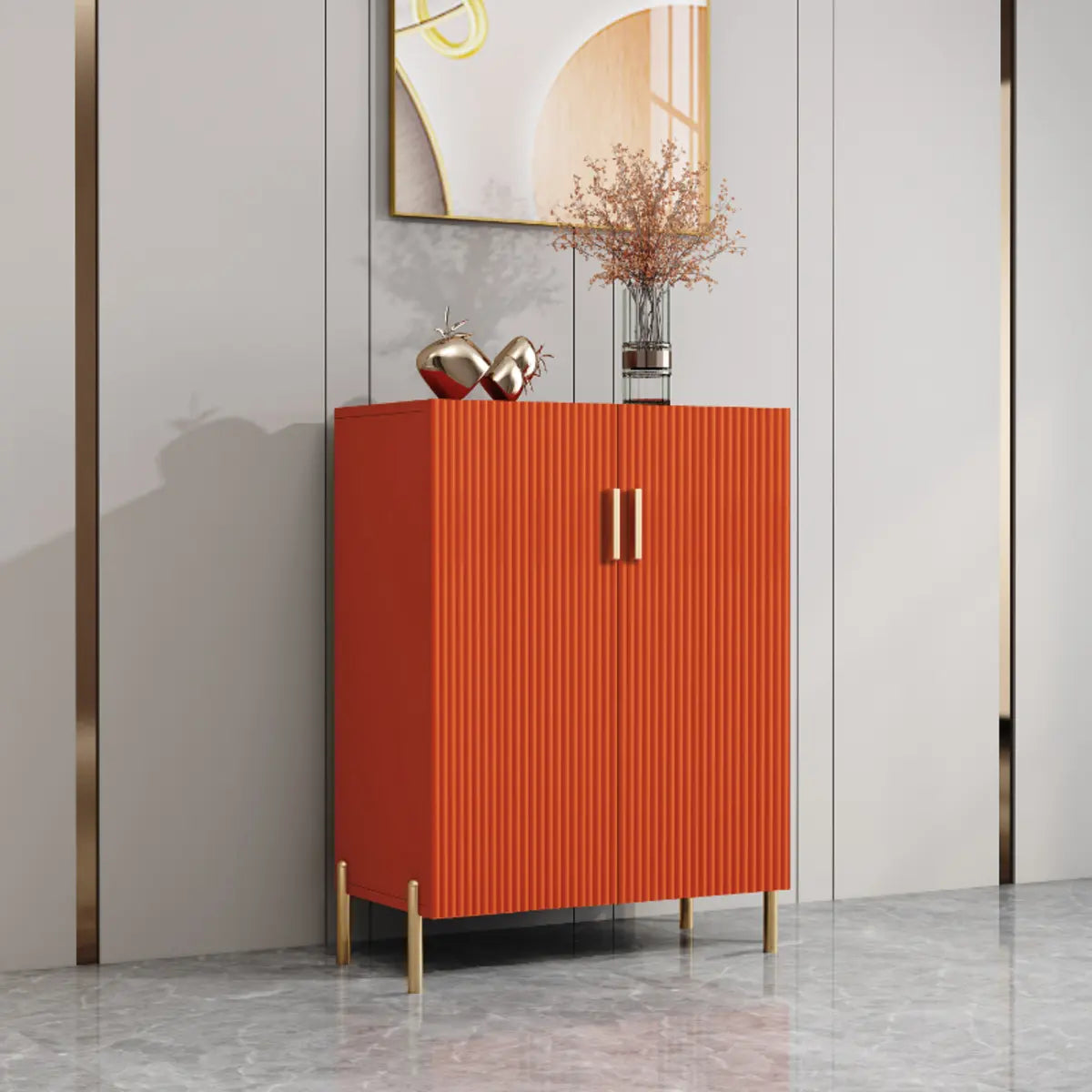 Adjustable Wood Orange Cabinet Large Buffet