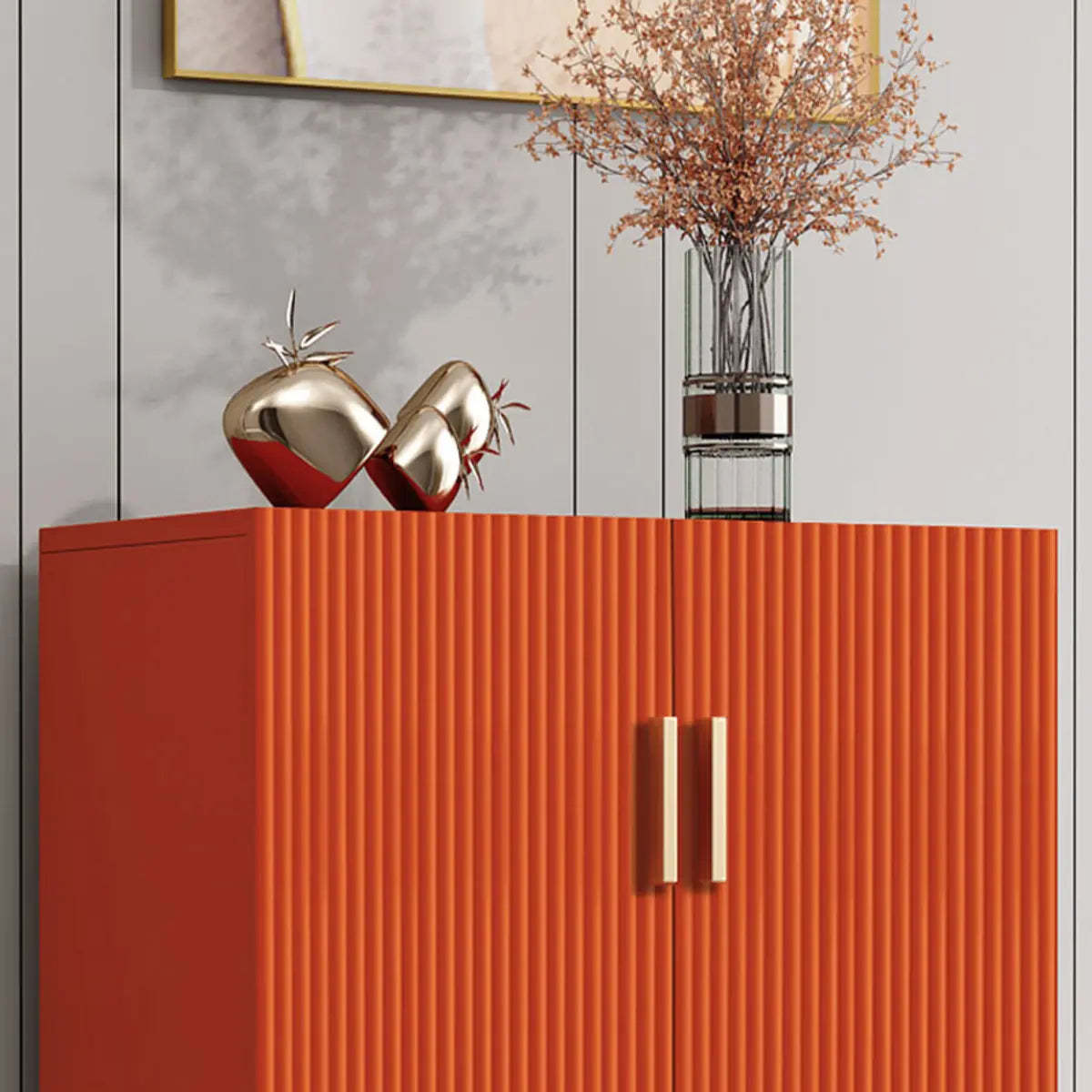 Adjustable Wood Orange Cabinet Large Buffet