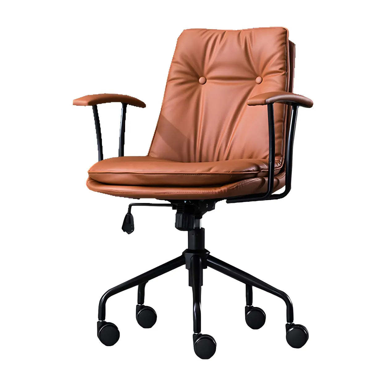 Adjustable Steel-Frame Leather Office Chair with Arms — Green / Black / Microfiber Leather