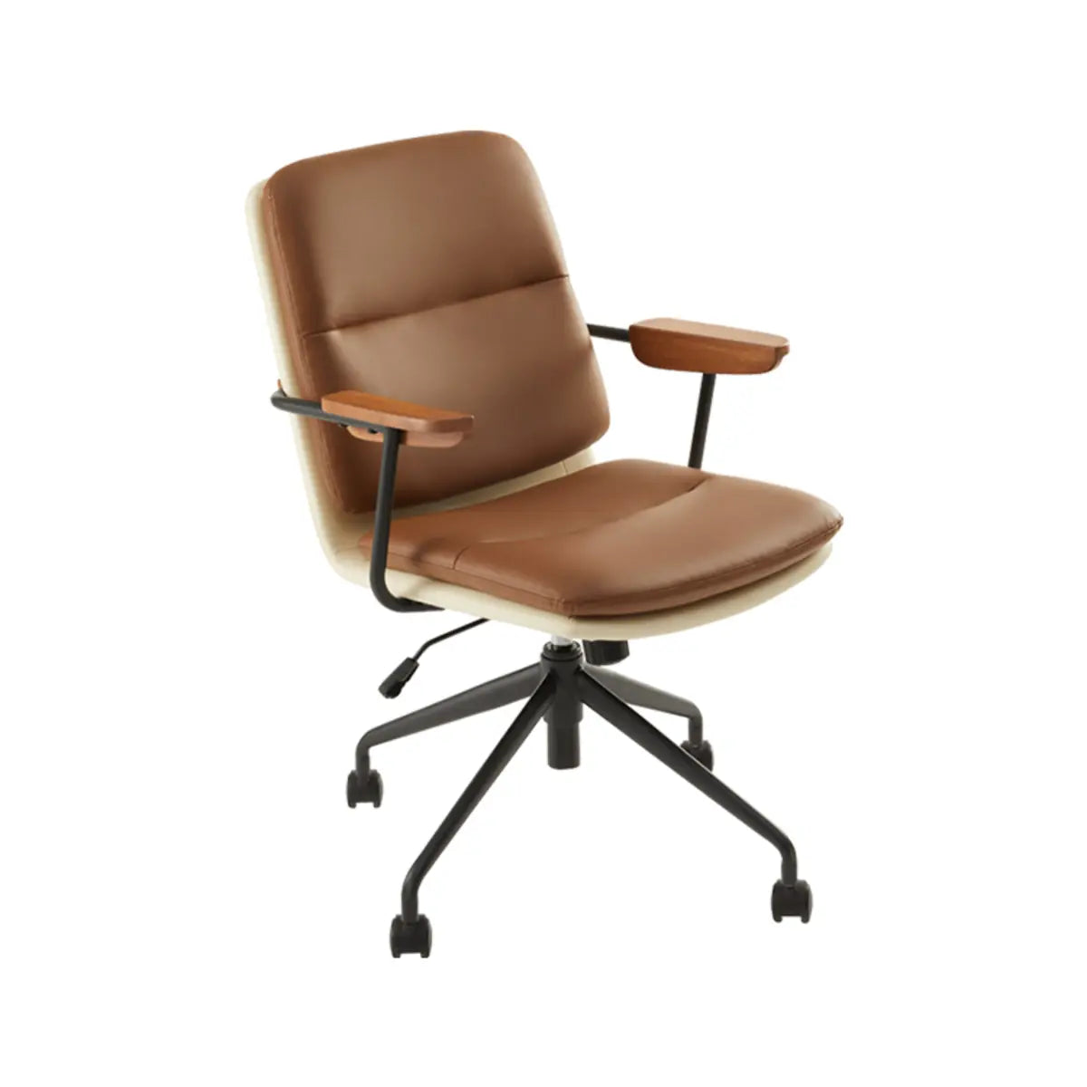 Brown Leather Adjustable Swivel Office Chair — PU (Polyurethane)