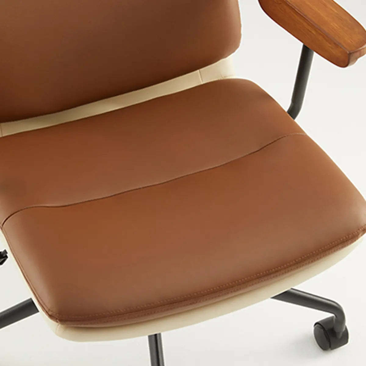 Brown Leather Adjustable Swivel Office Chair