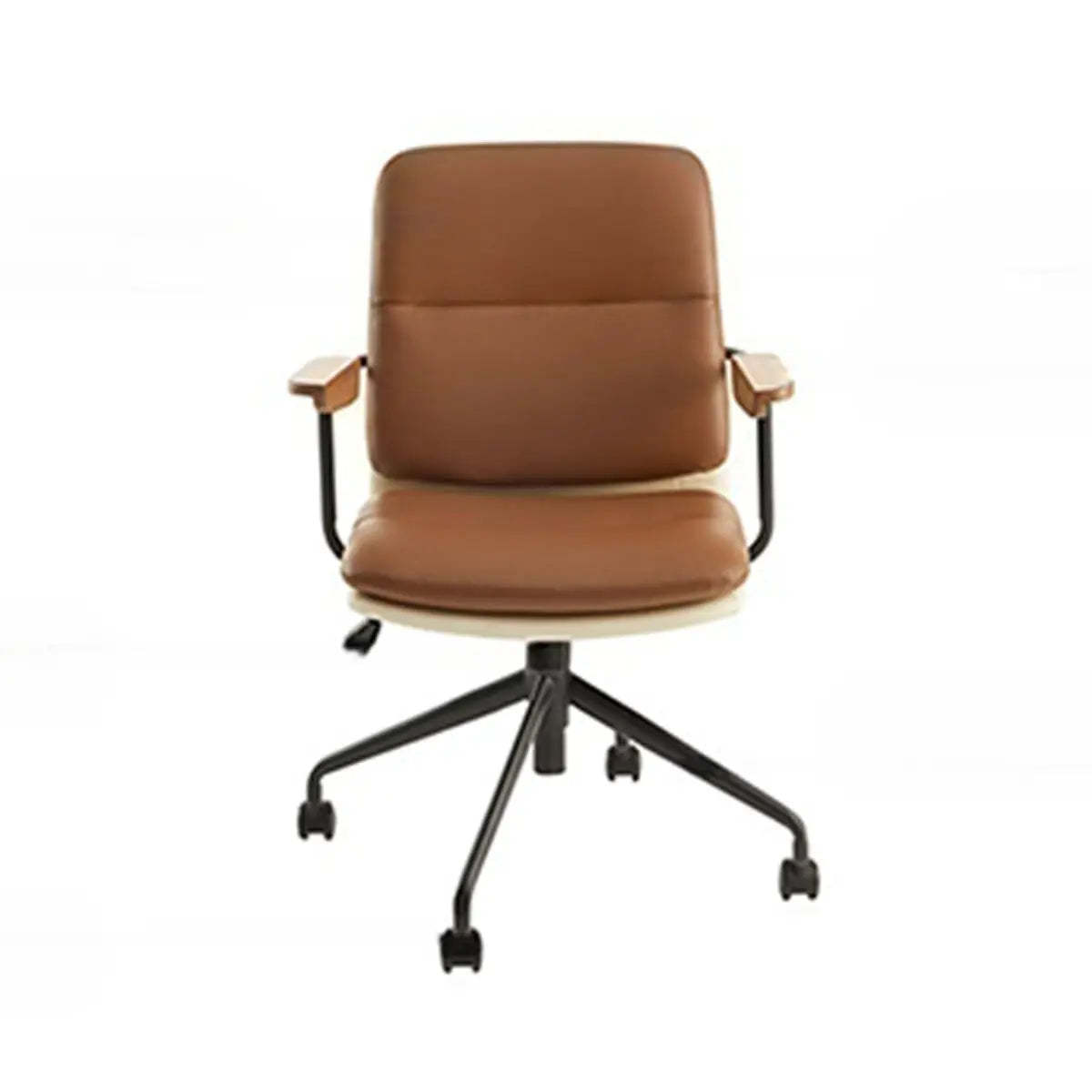 Brown Leather Adjustable Swivel Office Chair
