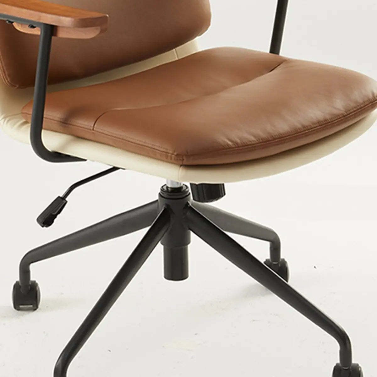 Brown Leather Adjustable Swivel Office Chair