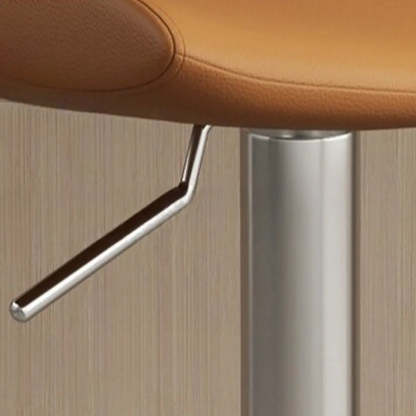 Adjustable Swivel Bucket Leather Bar Stool — Silver / Brown