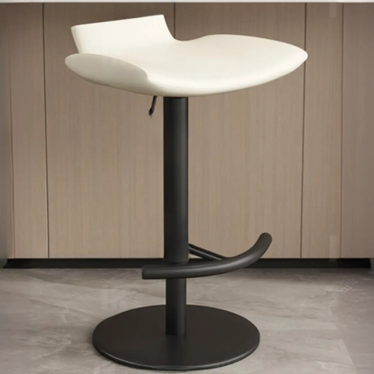 Adjustable Swivel Bucket Leather Bar Stool — Gold / Black