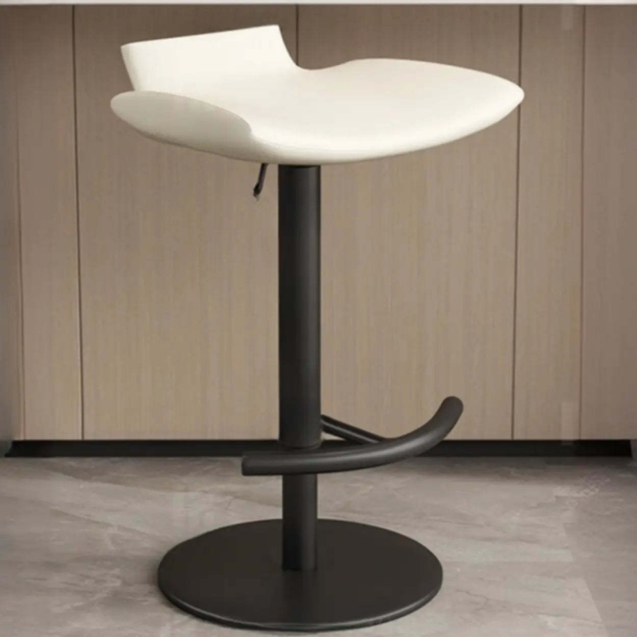 Adjustable Swivel Bucket Leather Bar Stool — Gold / Black