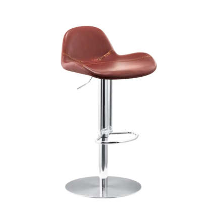 Swivel Leather Low Back Bar Stool with Footrest — Light Gray / Black