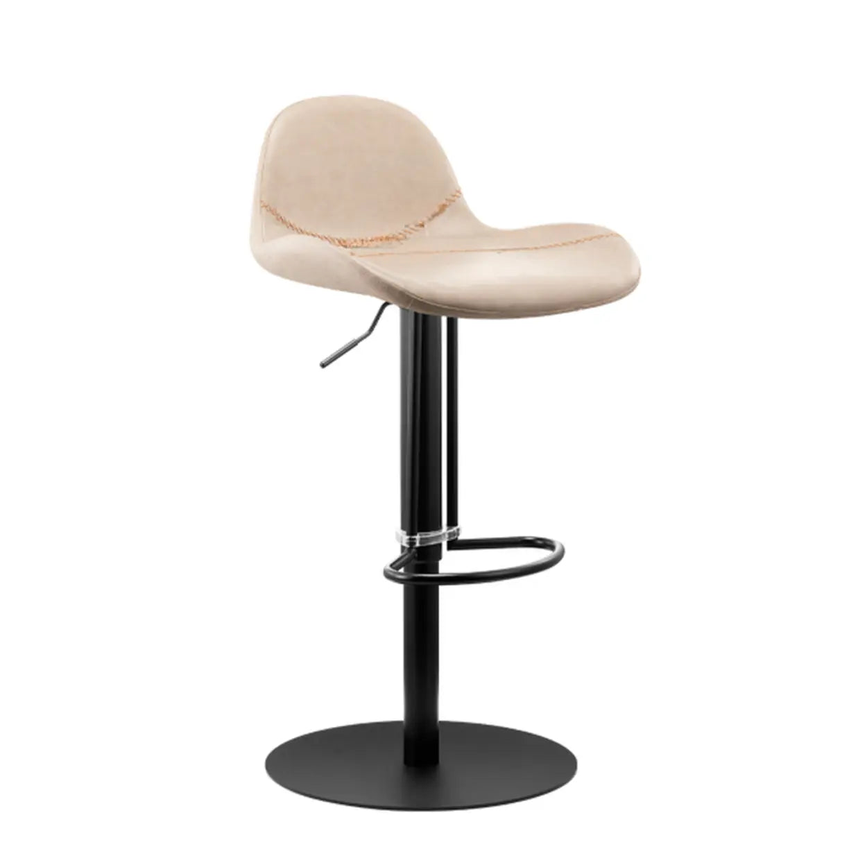 Swivel Leather Low Back Bar Stool with Footrest