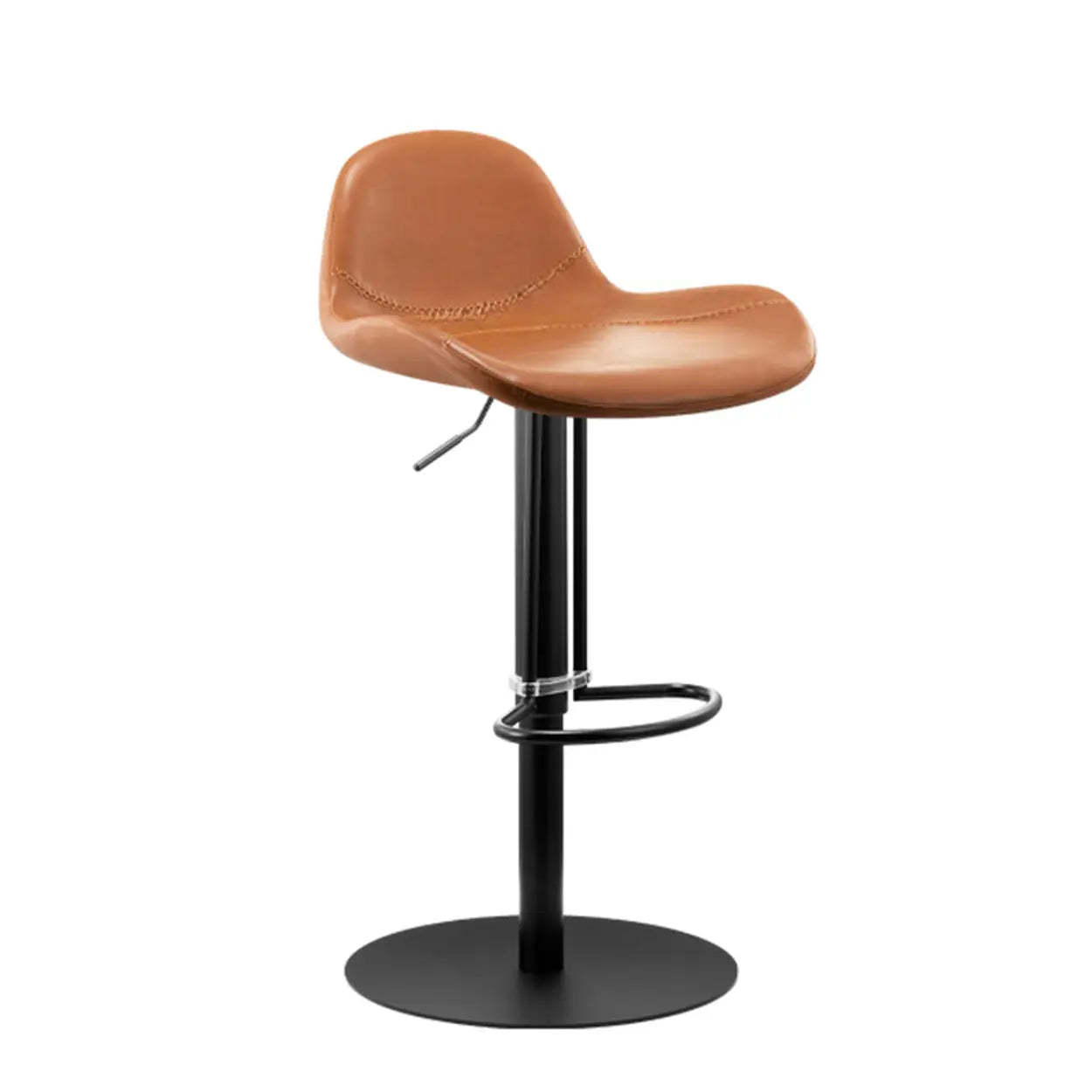 Modern low back gray leather steel bar & counter stools