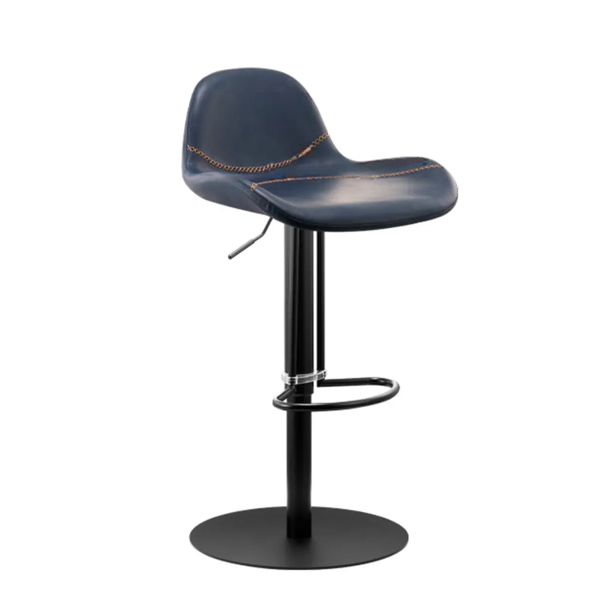 Swivel Leather Low Back Bar Stool with Footrest