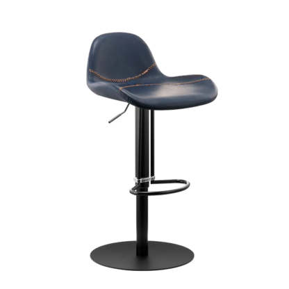 Swivel Leather Low Back Bar Stool with Footrest