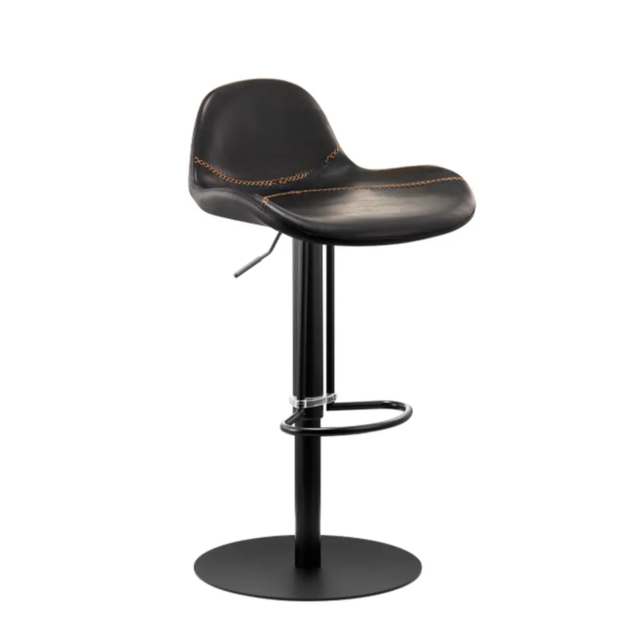Swivel Leather Low Back Bar Stool with Footrest