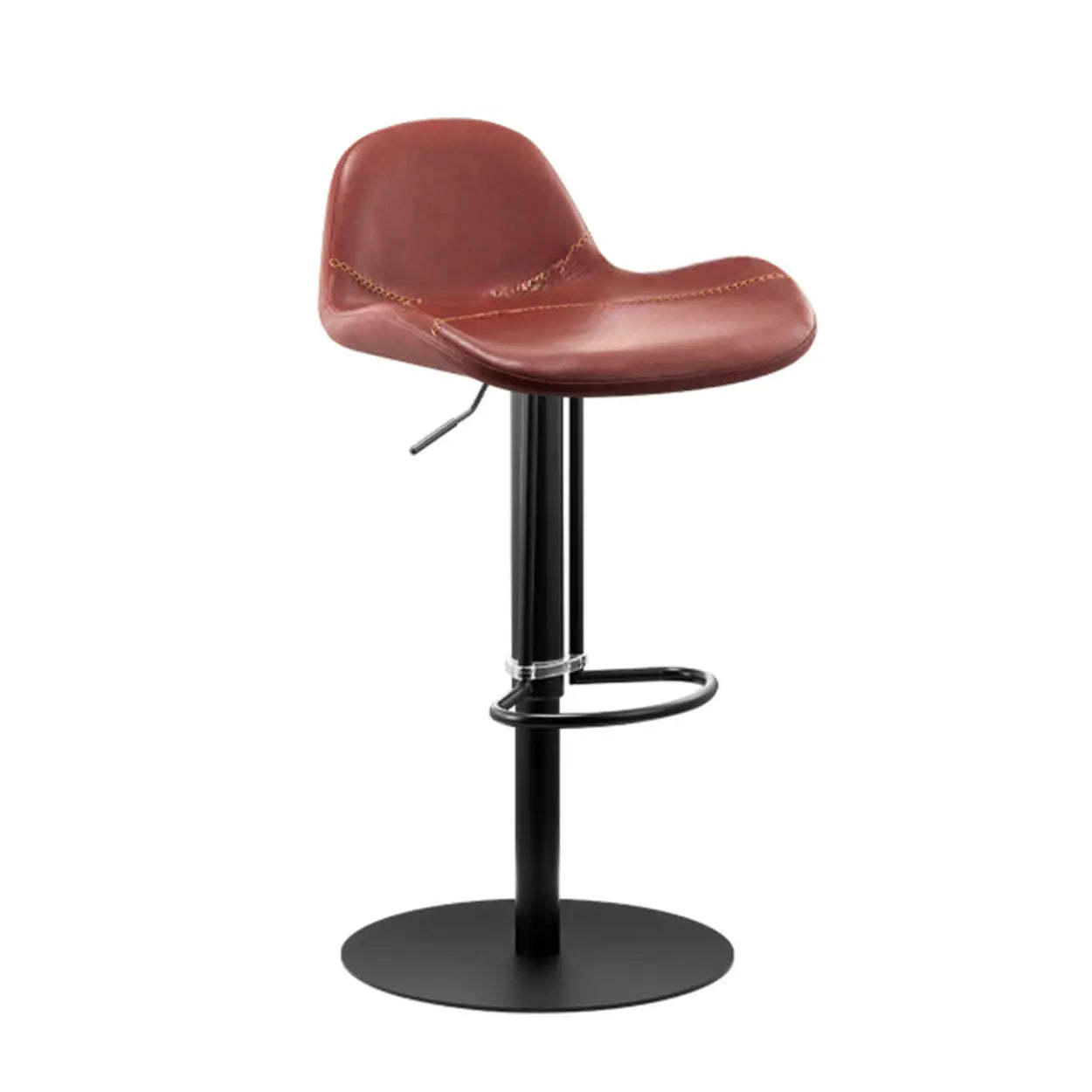 Swivel Leather Low Back Bar Stool with Footrest