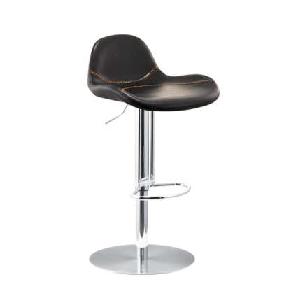 Swivel Leather Low Back Bar Stool with Footrest — Blue / Black