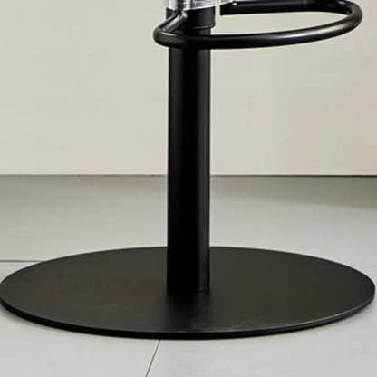 Swivel Leather Low Back Bar Stool with Footrest — Blue / Silver