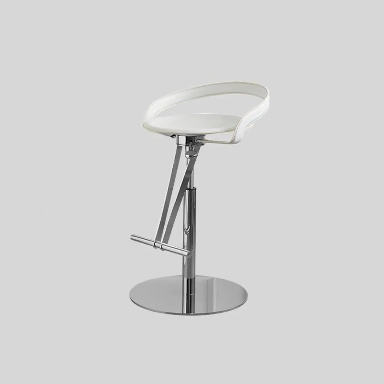 Adjustable Swivel Leather Steel Bar Stool — White