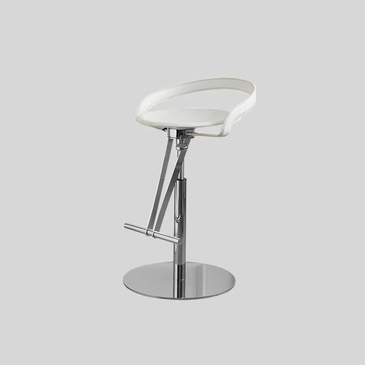 Adjustable Swivel Leather Steel Bar Stool — White