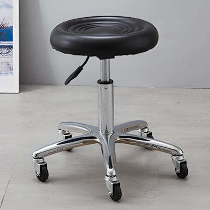Swivel Round Leather Bar Stool with Wheels