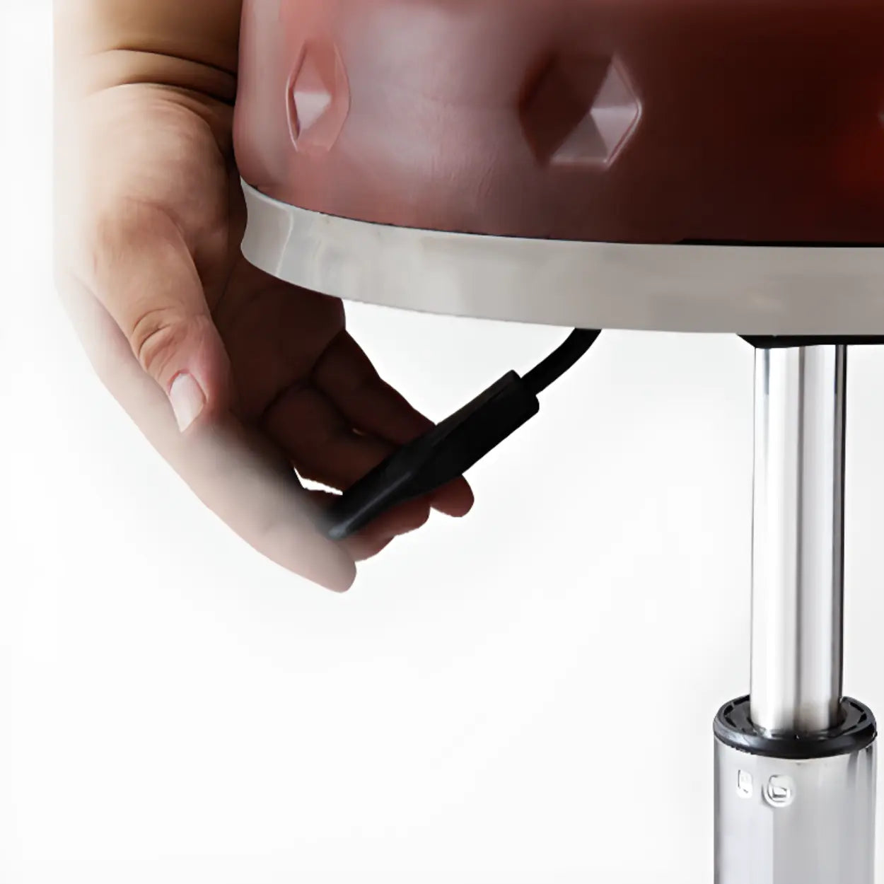 Swivel Round Leather Bar Stool with Wheels — Brown
