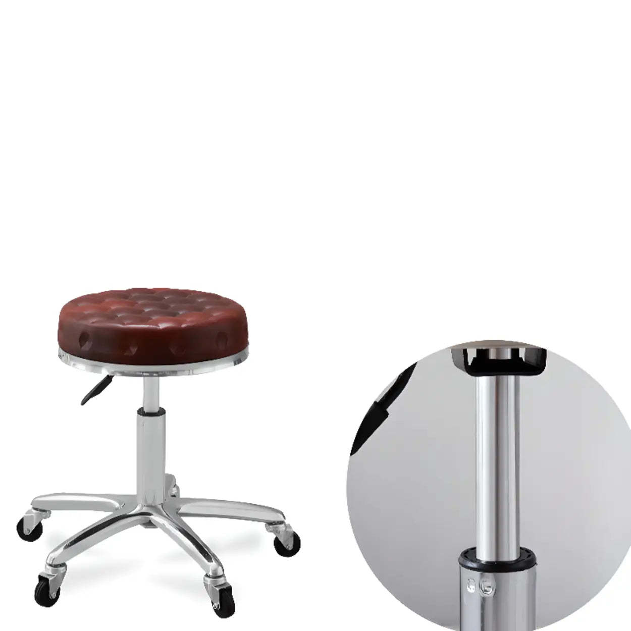 Swivel Round Leather Bar Stool with Wheels