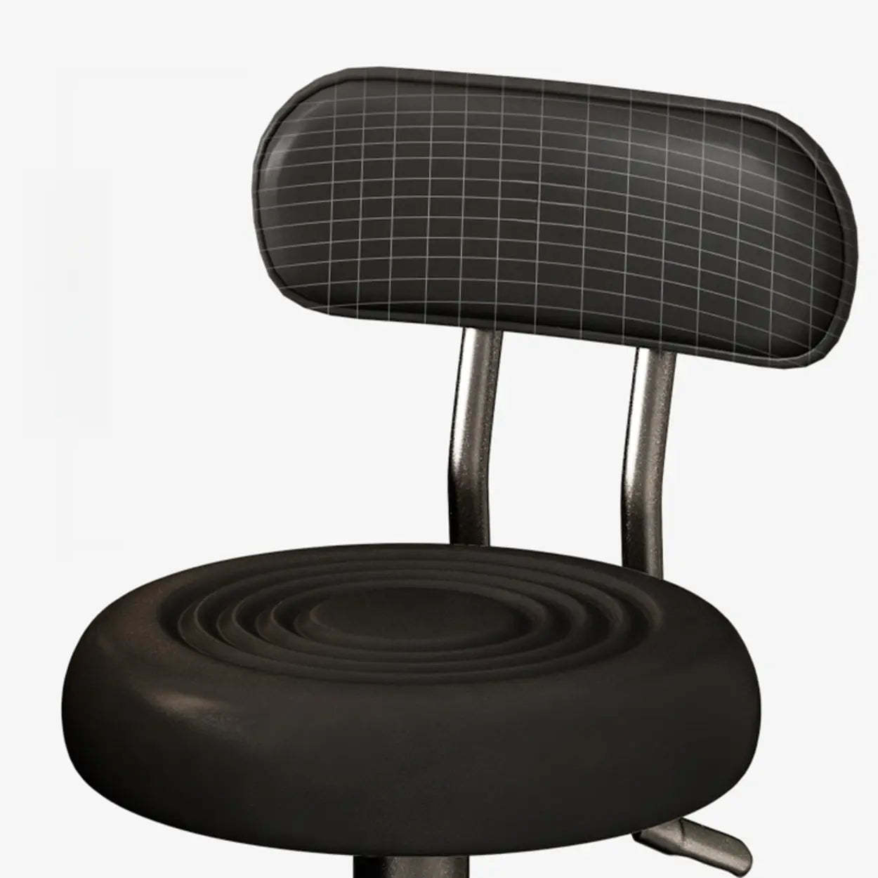 Adjustable Round Leather Low-Back Swivel Bar Stool — Red / Silver