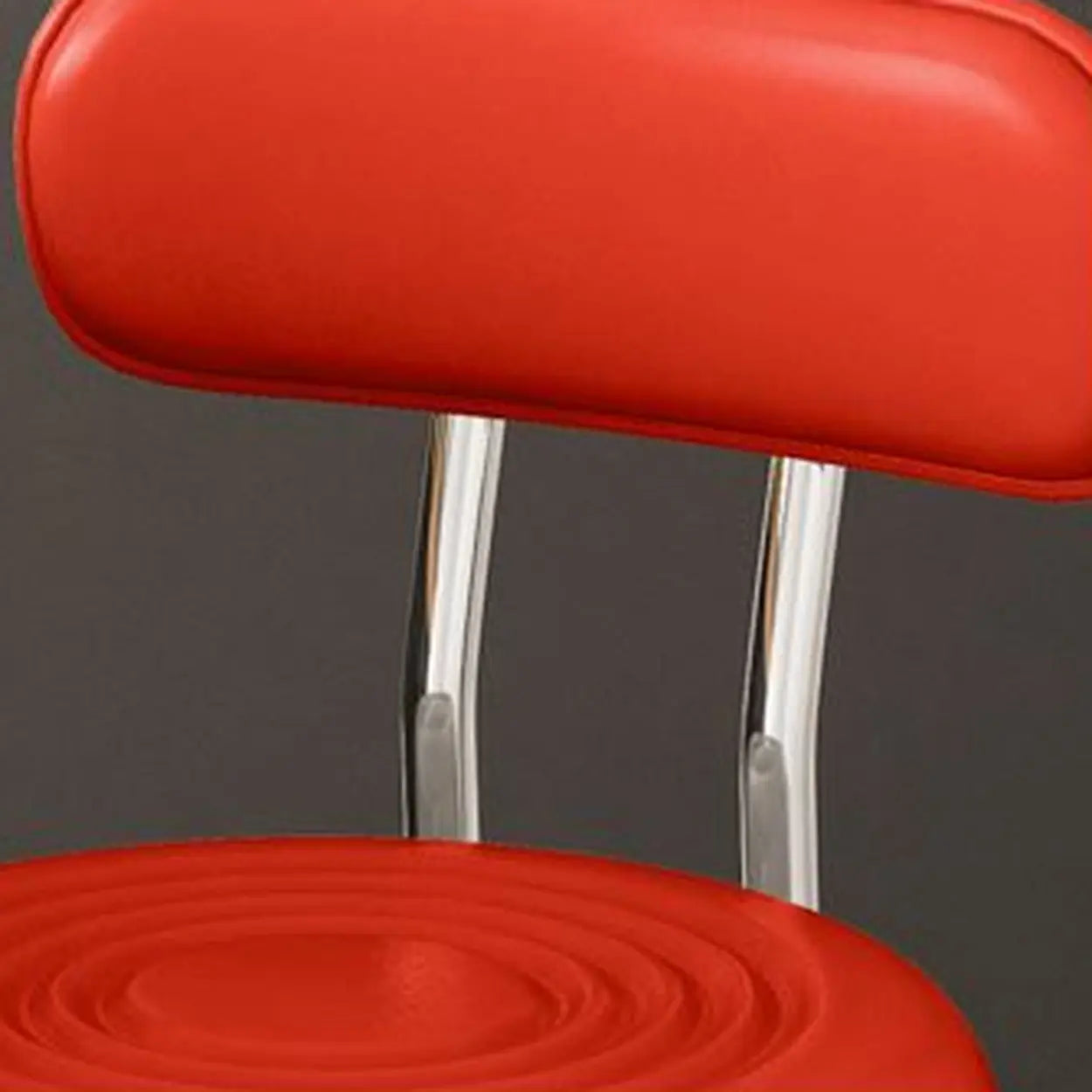Adjustable Round Leather Low-Back Swivel Bar Stool — Blue / Silver