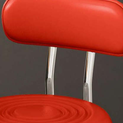 Adjustable Round Leather Low-Back Swivel Bar Stool — Blue / Silver