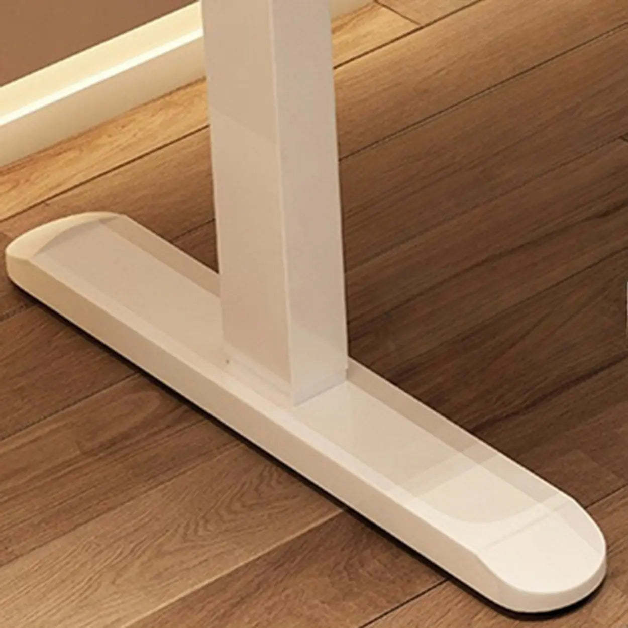 Adjustable Walnut Wood T-Shape Standing Desk — Without Chairs / Walnut/ Black