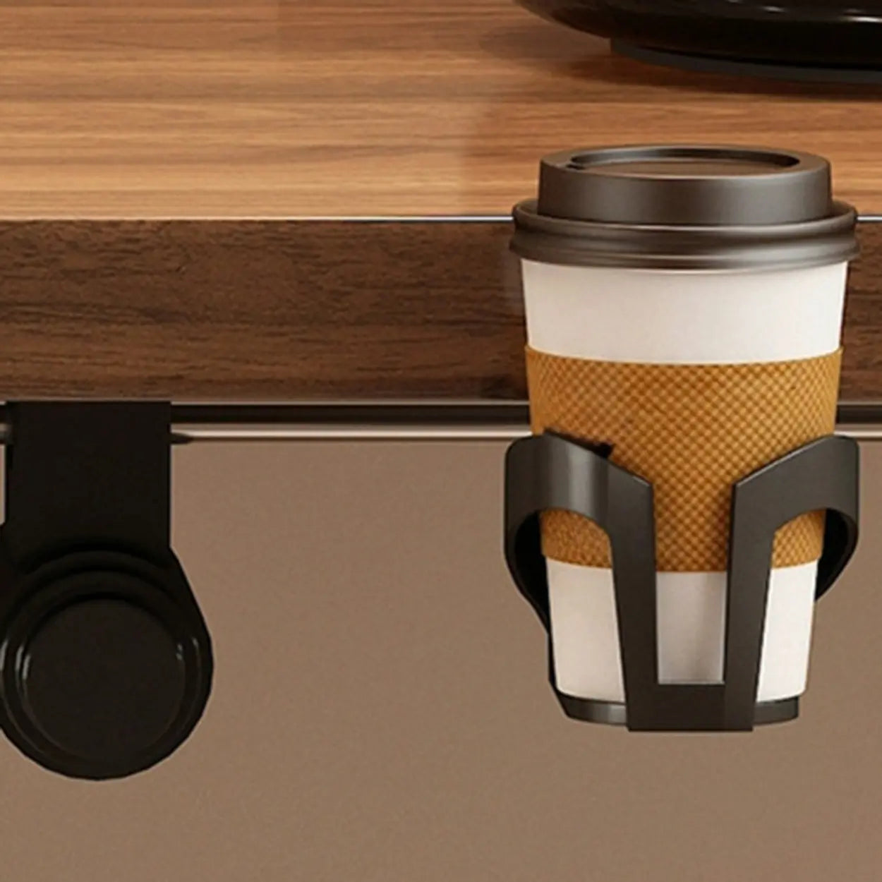 Adjustable Walnut Wood T-Shape Standing Desk — Without Chairs / Wood-Black