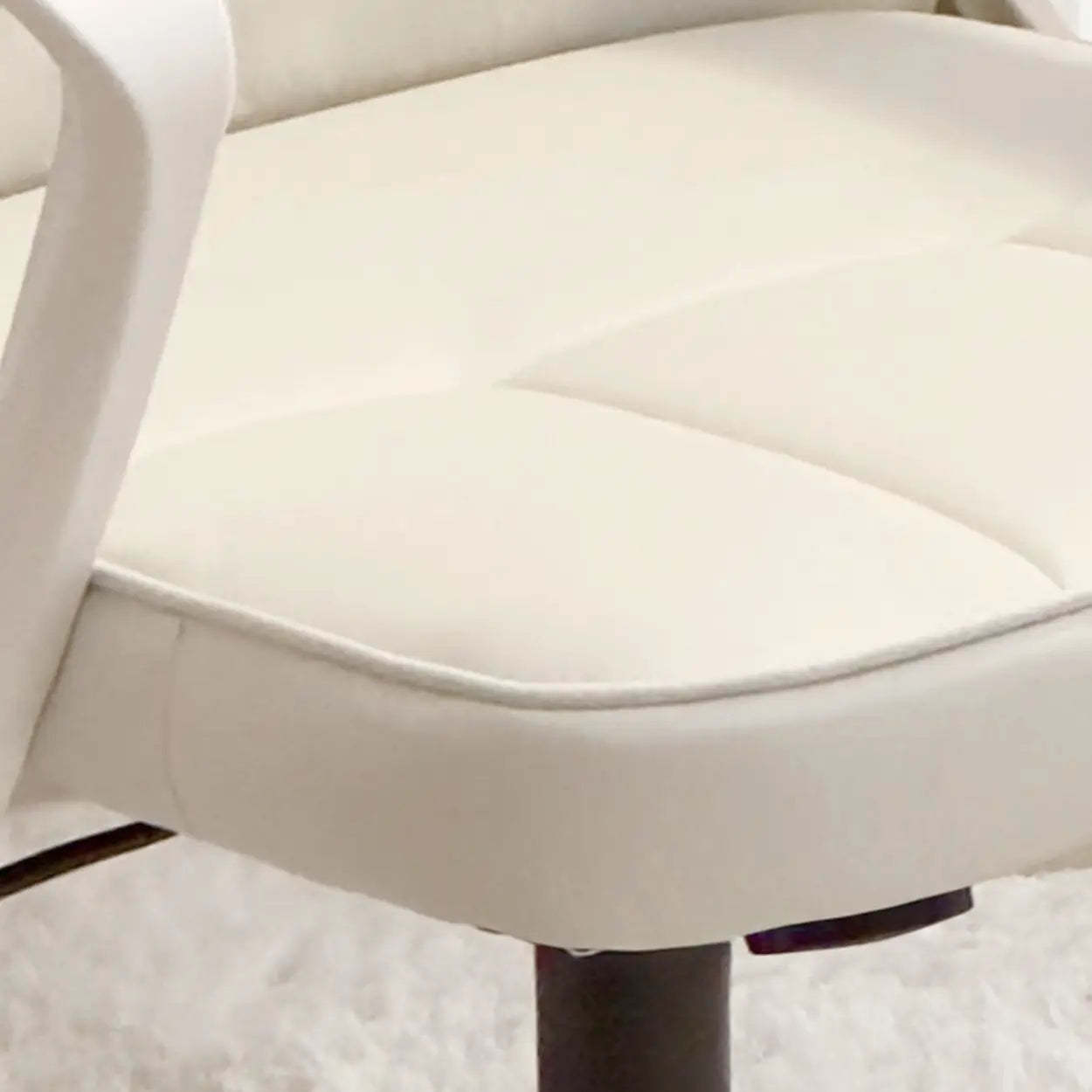 Adjustable White Ergonomic Calfskin Office Chair with Wheels
