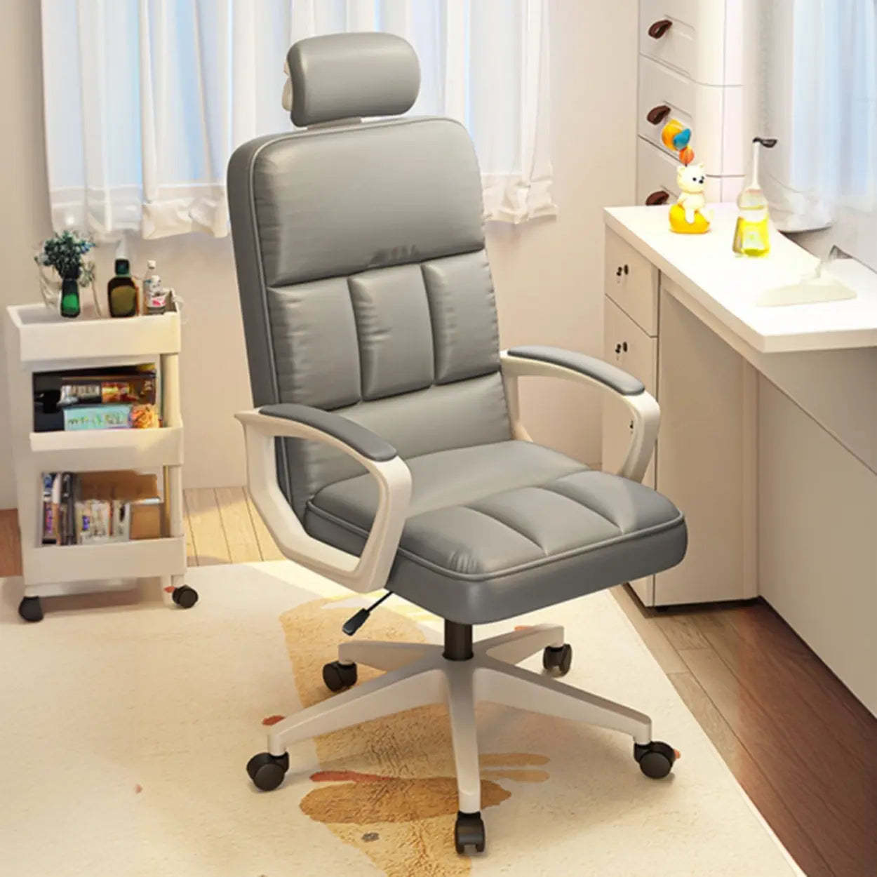 Lighom wheels calfskin metal leather fabric office chairs for office