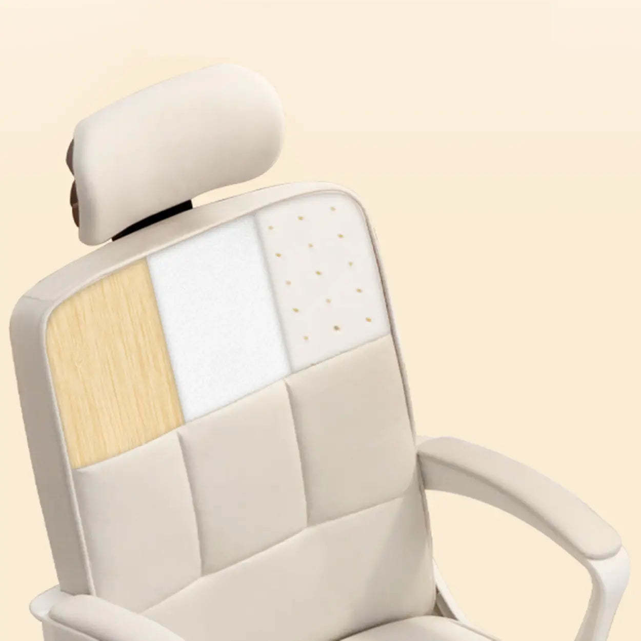 Adjustable White Ergonomic Calfskin Office Chair with Wheels — White / 1-Stage Gas Lift / With Headrest