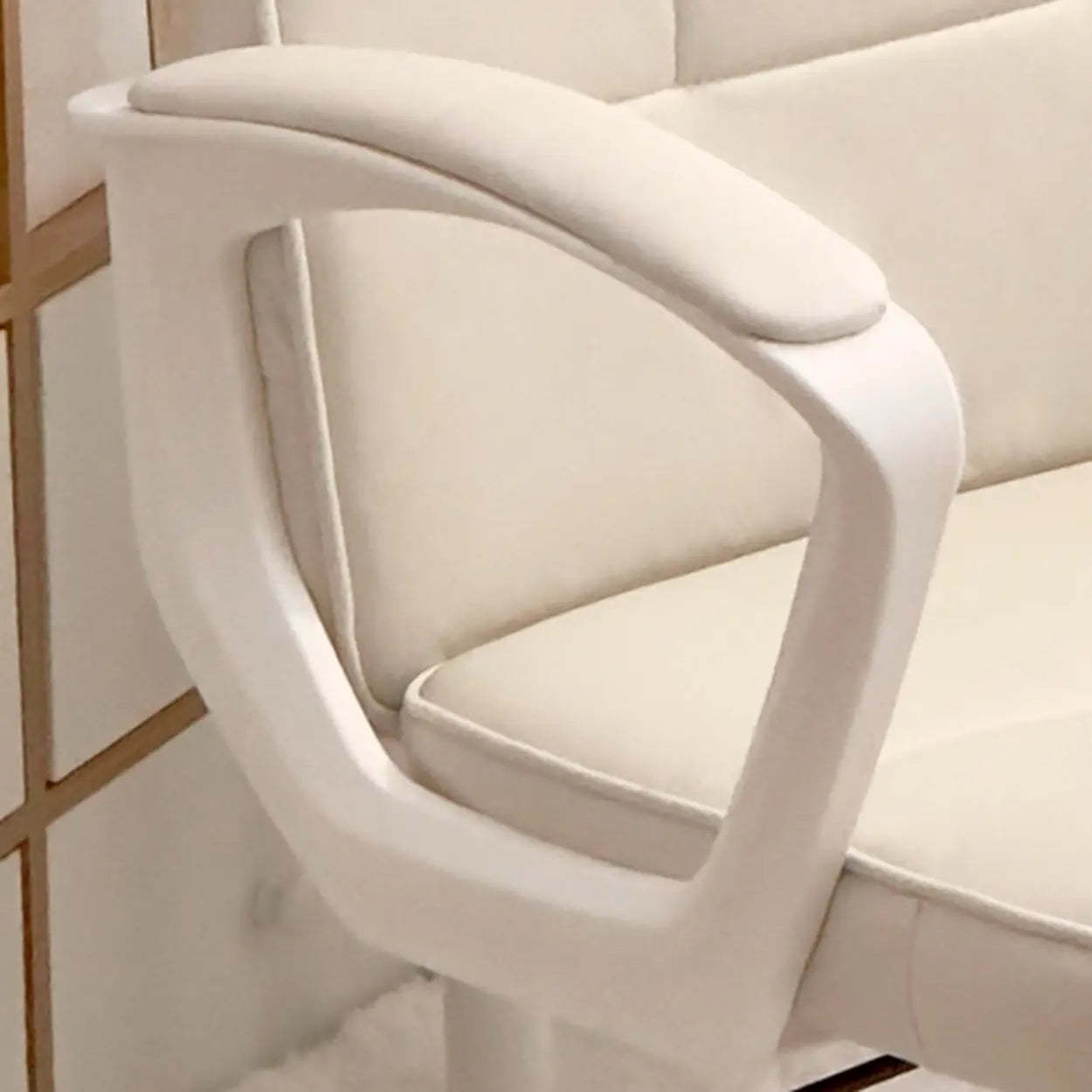 Adjustable White Ergonomic Calfskin Office Chair with Wheels — Grey / 1-Stage Gas Lift / With Headrest