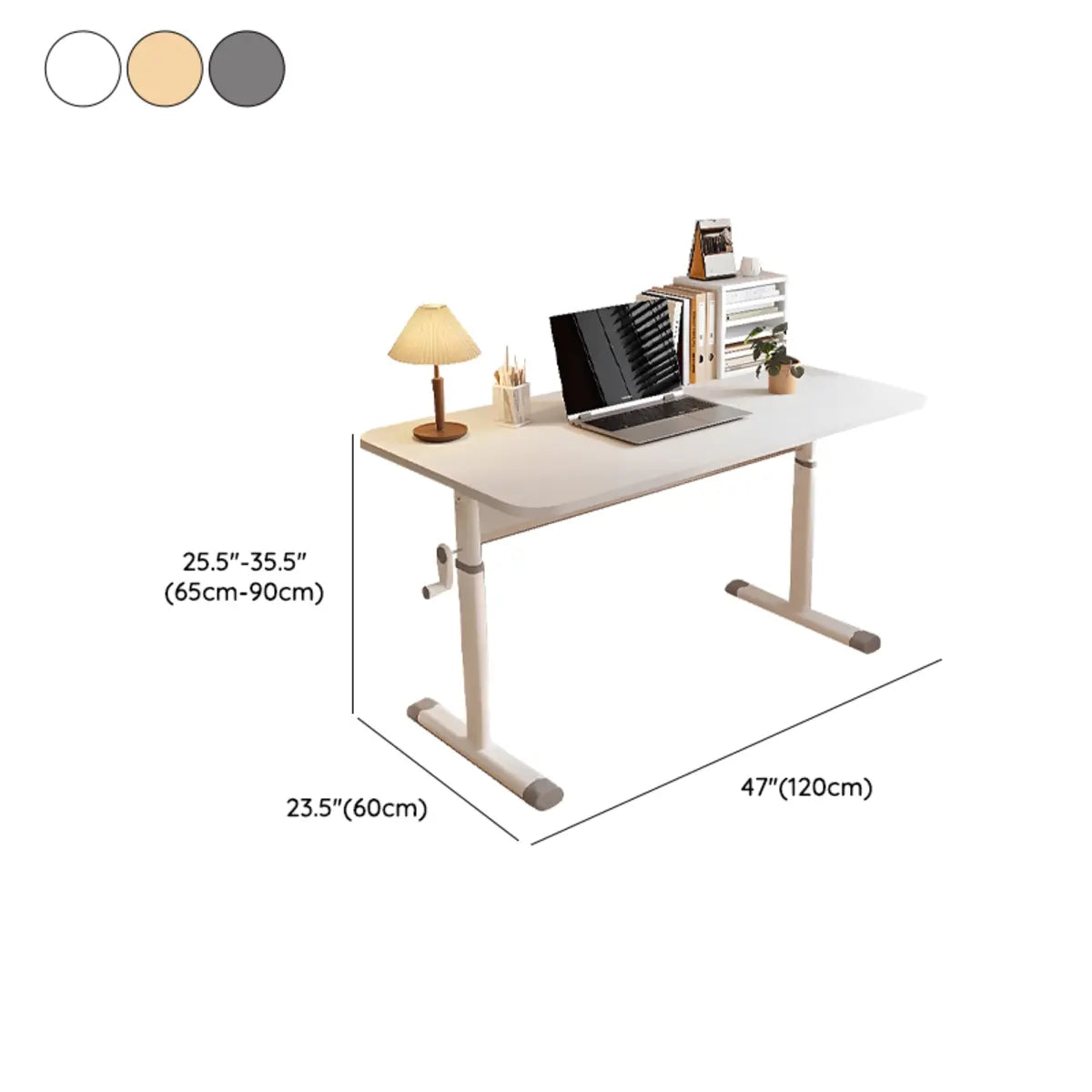 Adjustable White Wood T-Shape Writing Desk